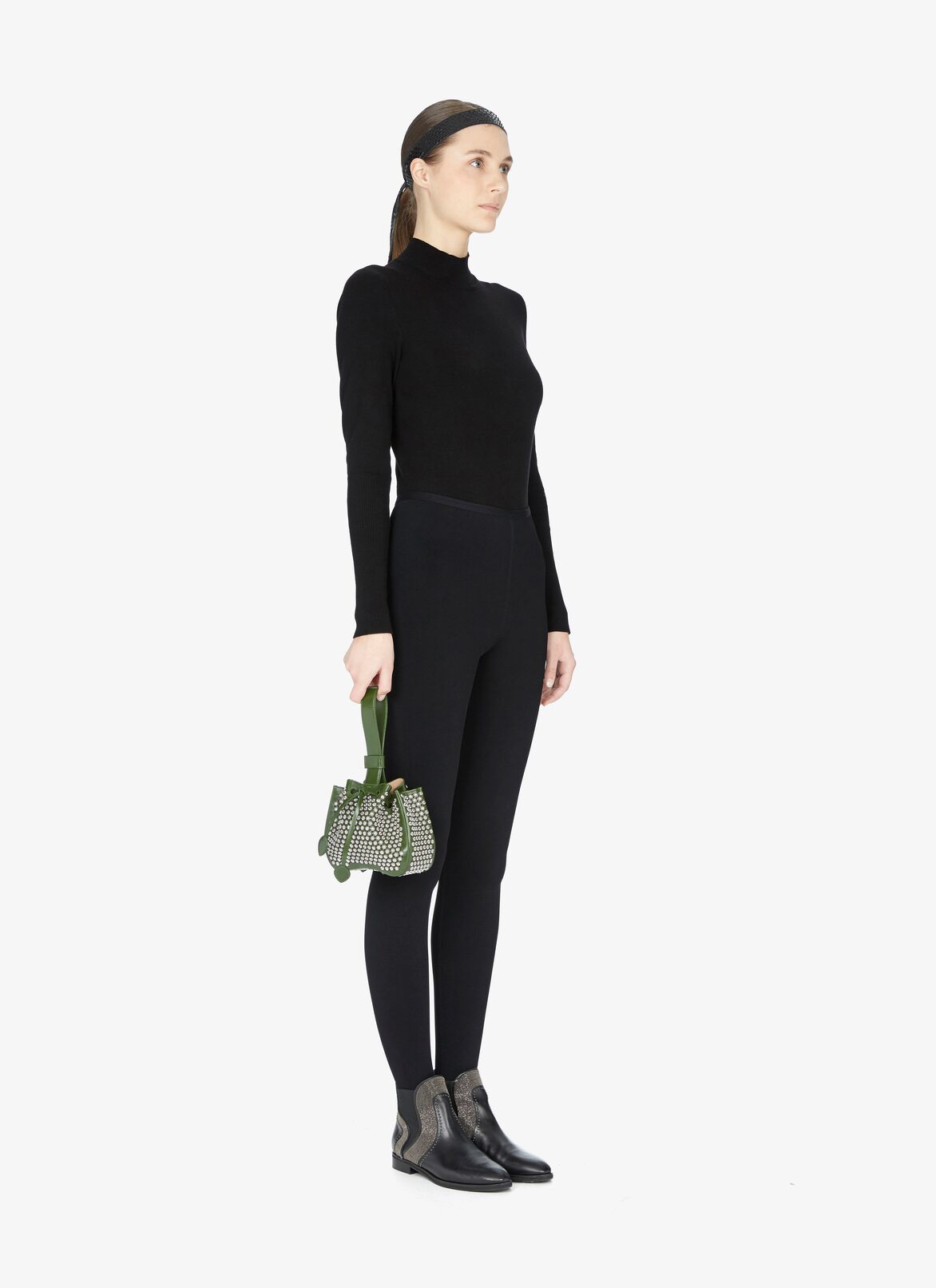 ROSE MARIE MINI CUIR LUX CLOU ETOILE MELESE ALAÏA GREEN  ROSE MARIE MINI CUIR LUX CLOU ETOILE MELESE
